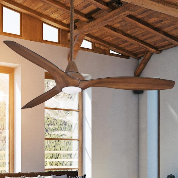 Tidal Breeze 56 in. LED Indoor Distressed Koa Ceiling Fan with Light and Remote Control