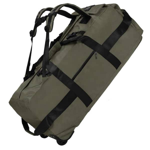 34 in. Waterproof Foldable Rolling Duffel Bag, 100L Capacity with Wheels Multiple Pockets and Detachable Shoulder Straps