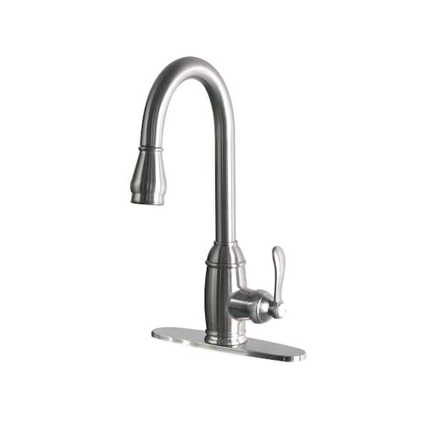 Belle Foret Single-Handle Pull-Down Sprayer Kitchen Faucet in Stainless Steel