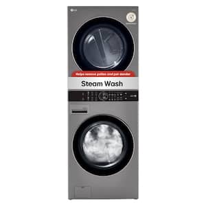 WashTower Stacked SMART Laundry Center 4.5 Cu.Ft. Front Load Washer & 7.4 Cu.Ft. Electric Dryer in Graphite Steel