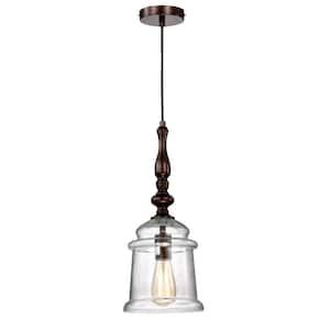 Wilson Traditional 1-Light Oil Rubbed Bronze Pendant with Glass Bell Jar Shade