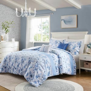 Kaia Blue Microfiber Full/Queen Comforter Set