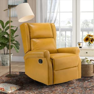 Chiang Yellow Faux Leather Swivel Recliner with Rocking