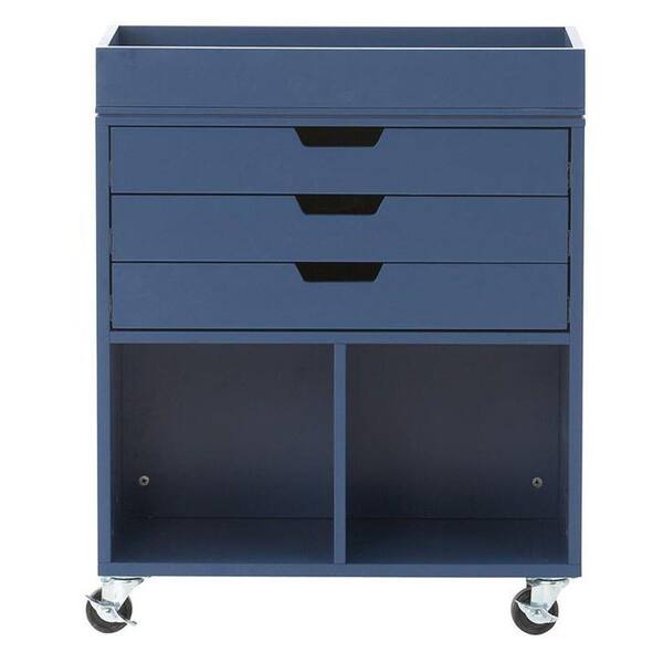 Home Decorators Collection Avery 25 in. W 3-Drawer MDF Wrapping Mobile Cart in Sapphire