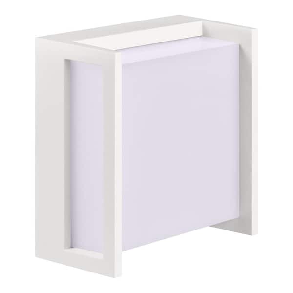 Oliver 5.51 in. White Hardwired Coach Outdoor Wall Light Sconce with Integrated LEDs