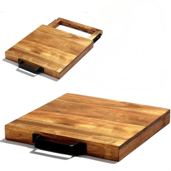 19.6 in. W x 1.6 in. H x 13.2 in. D Natural Acacia Light Brown Sliding Tray for Coffee Machine Kitchen Appliance