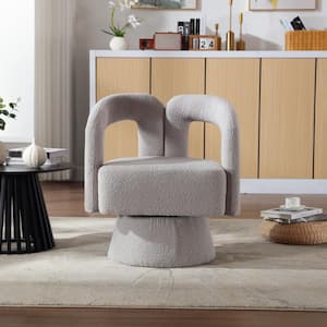 Gray Velvet Fabric 360° Swivel Barrel Chair Accent Sofa Modern Round Sofa Oversized Arm Chair Lounge Chair