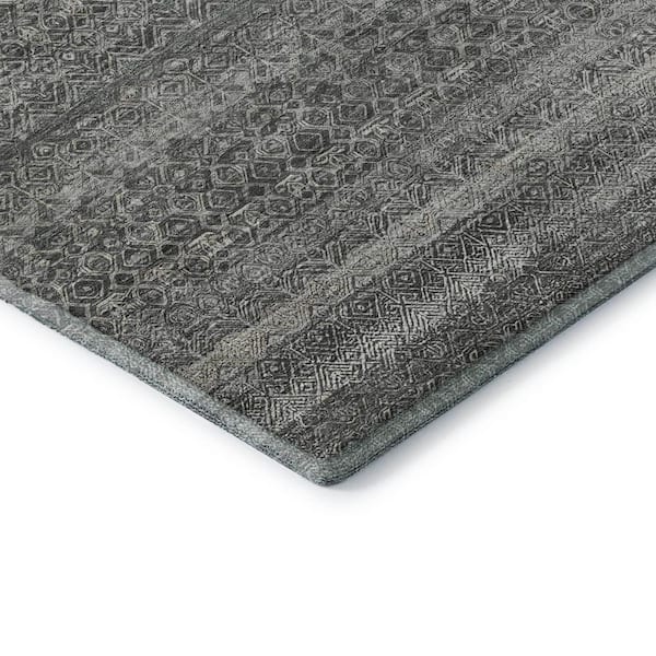 Mayfield Premium Machine Washable Abstract AMF2105 Pewter 9 ft. x 12 ft. Area Rug