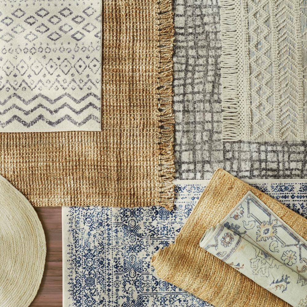 Roma Blue and White Synthetic Flat Woven Area Rug
