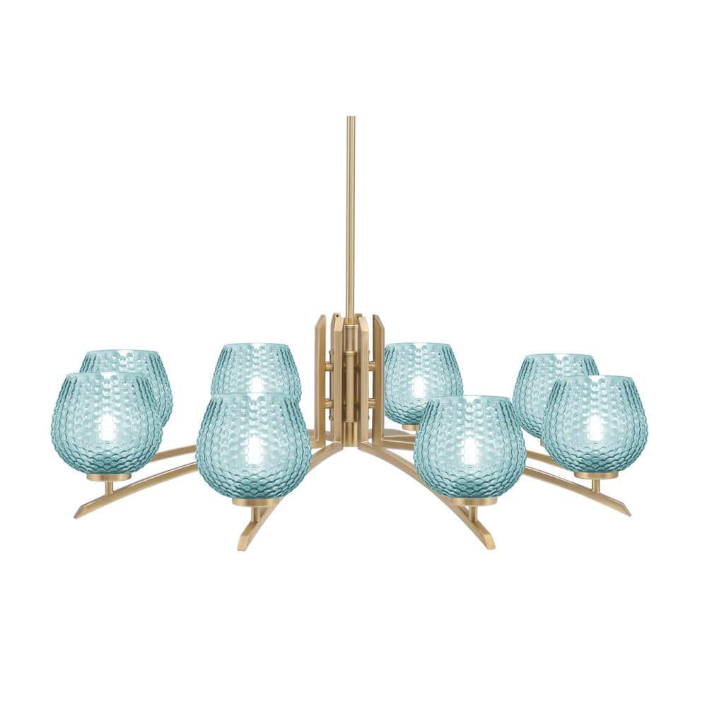 Siena 36 in. 8-Light New Age Brass Chandelier with 6 in. Turquoise Textured