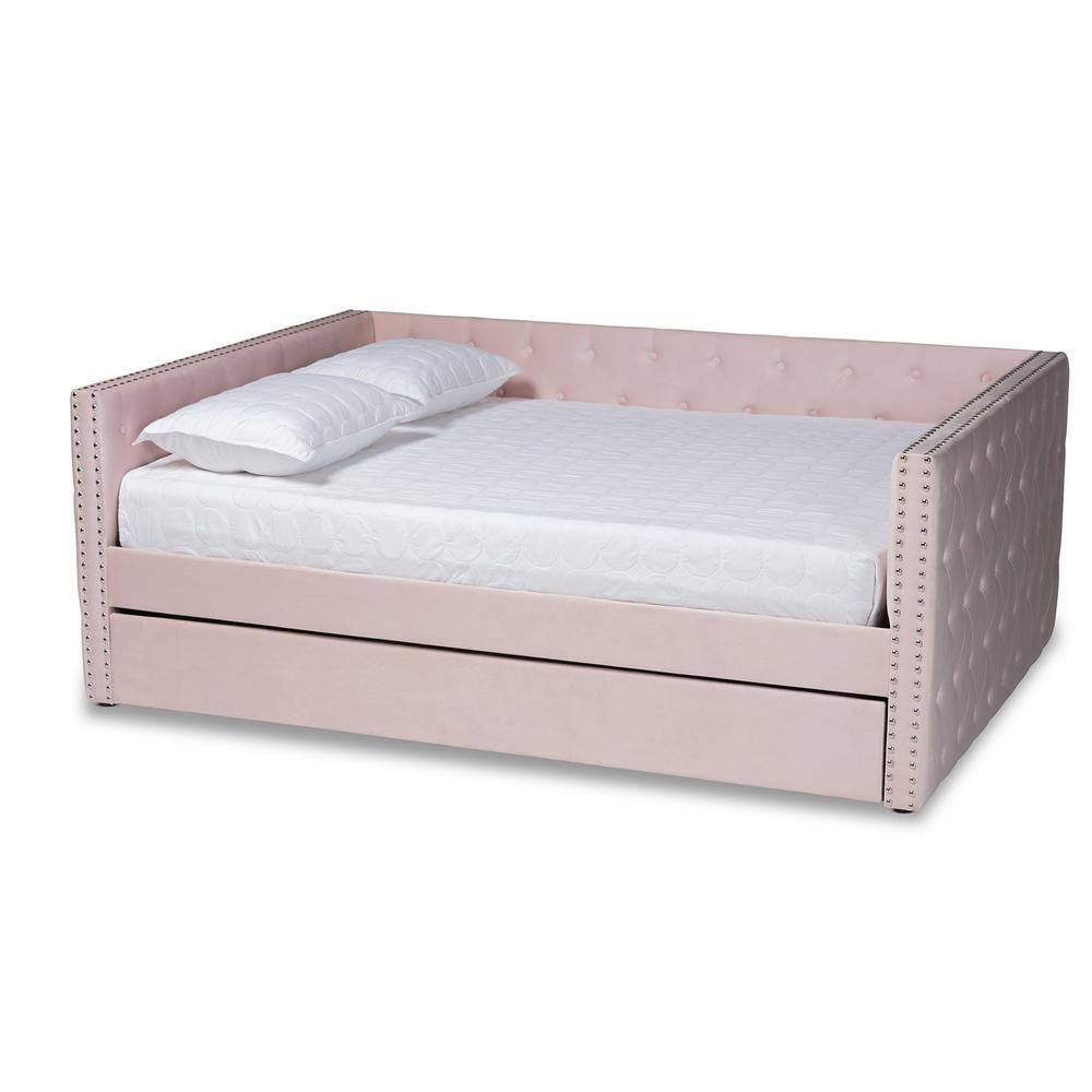 Baxton Studio Larkin Pink Queen Daybed with Trundle 187-11465-HD - The ...