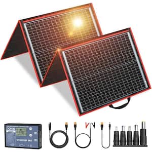160-Watt Portable Solar Panel Kit with Folding Solar Charger and 2 USB Outputs for 12V Batteries/Power Station