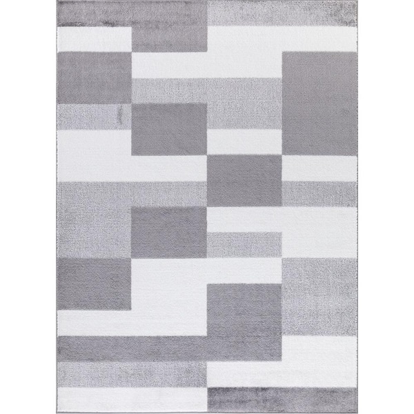 Concord Global Trading Madison Collection Squares Ivory 5 ft. x 7 ft. Area Rug