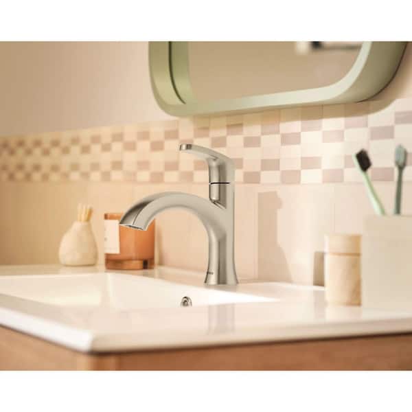 MOEN Karis Single Hole Single Handle Bathroom Faucet in Spot