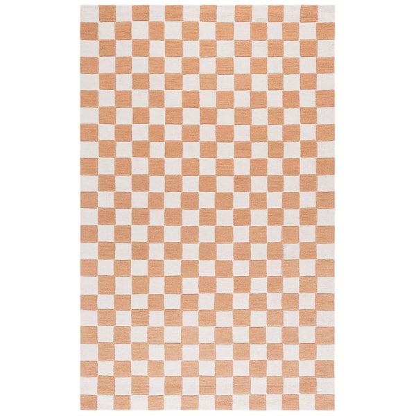 SAFAVIEH Ebony 6 ft. x 9 ft. Rust/Ivory Checkered Geometric Area Rug ...