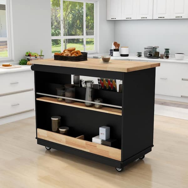 LUMISOL Mobile Kitchen Island Cart for Kitchen, Rolling Kitchen Island on Wheels for Living Room with Large Storage Cabinets, Buffet Cabinet Storage