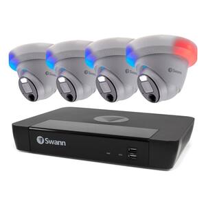 8-Channel 4K 2TB NVR Security Camera System with 4 PoE Pro Enforcer Advanced Analytics Dome Cameras and Loud Siren