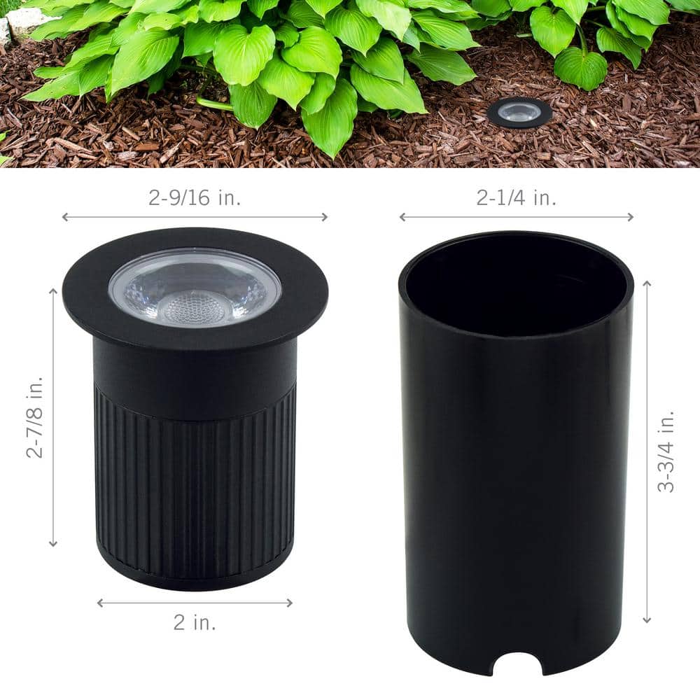 Black 2.5" Inground LED Landscape Light with Warm White 2700K