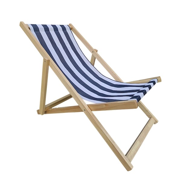 Zeus & Ruta 40 in. x 24 in. x 34 in. Natural Frame Dark Blue and White ...