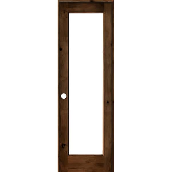 Krosswood Doors 28 in. x 96 in. Rustic Knotty Alder Right-Hand Full-Lite Clear Glass Provincial Stain Wood Single Prehung Interior Door