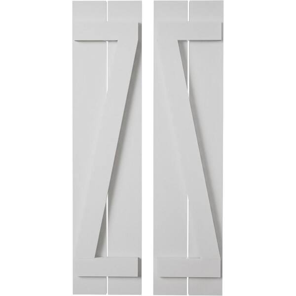 Ekena Millwork 11.5 in. x 32 in. Timberthane Polyurethane 2-Board Spaced Board-n-Batten Smooth Faux Wood Shutters w/Z-Board Pair