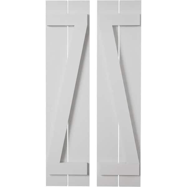 Ekena Millwork 11.5 in. x 70 in. Timberthane Polyurethane 2-Board Spaced Board-n-Batten Smooth Faux Wood Shutters w/Z-Board Pair