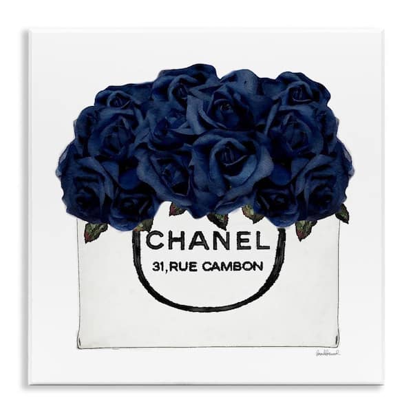 Trendy Chic Navy Blue Roses by Amanda Greenwood Unframed Graphic Art Print Nature 12 in. x 12 in.