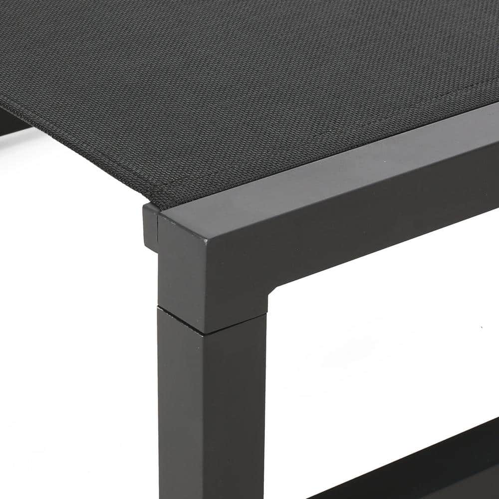 Modesta Black Aluminum Outdoor Adjustable Chaise Lounge