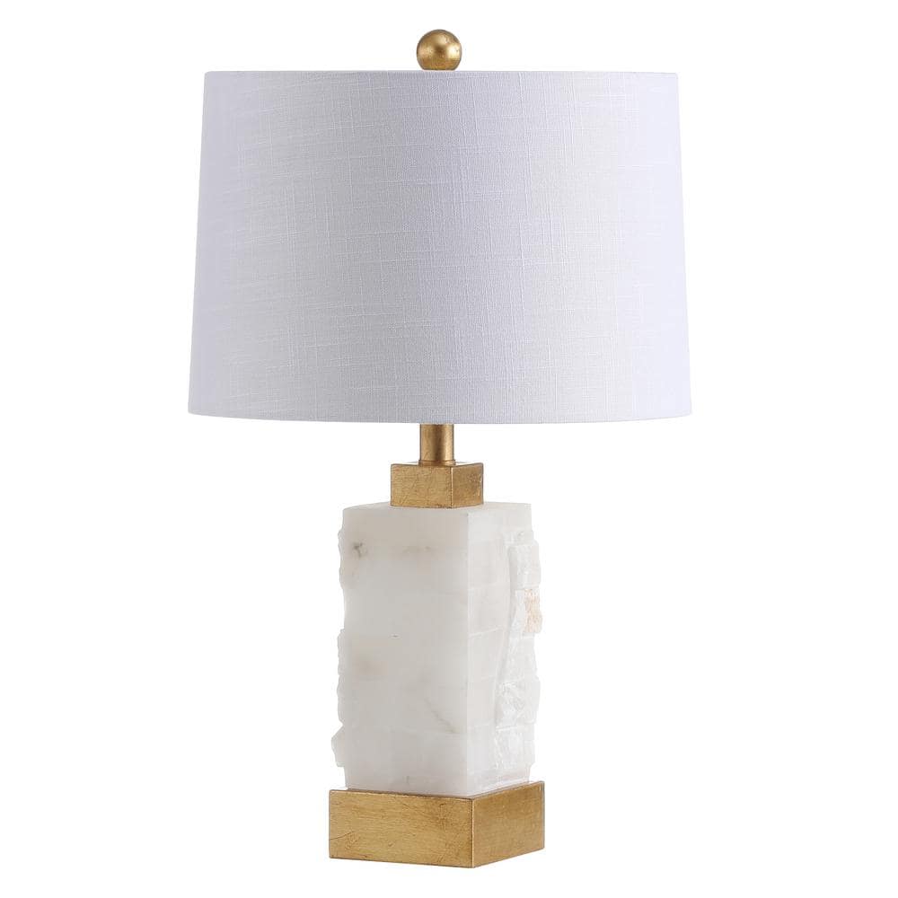 Eloise 23" White Alabaster and Gold Leaf LED Table Lamp