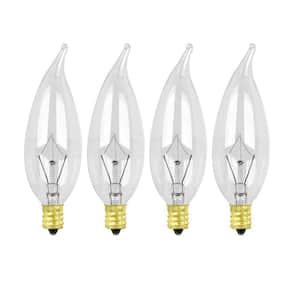 25-Watt B10 E12 Clear Flame Tip Double Life Incandescent Light Bulb, Soft White 2700K (4-Pack)