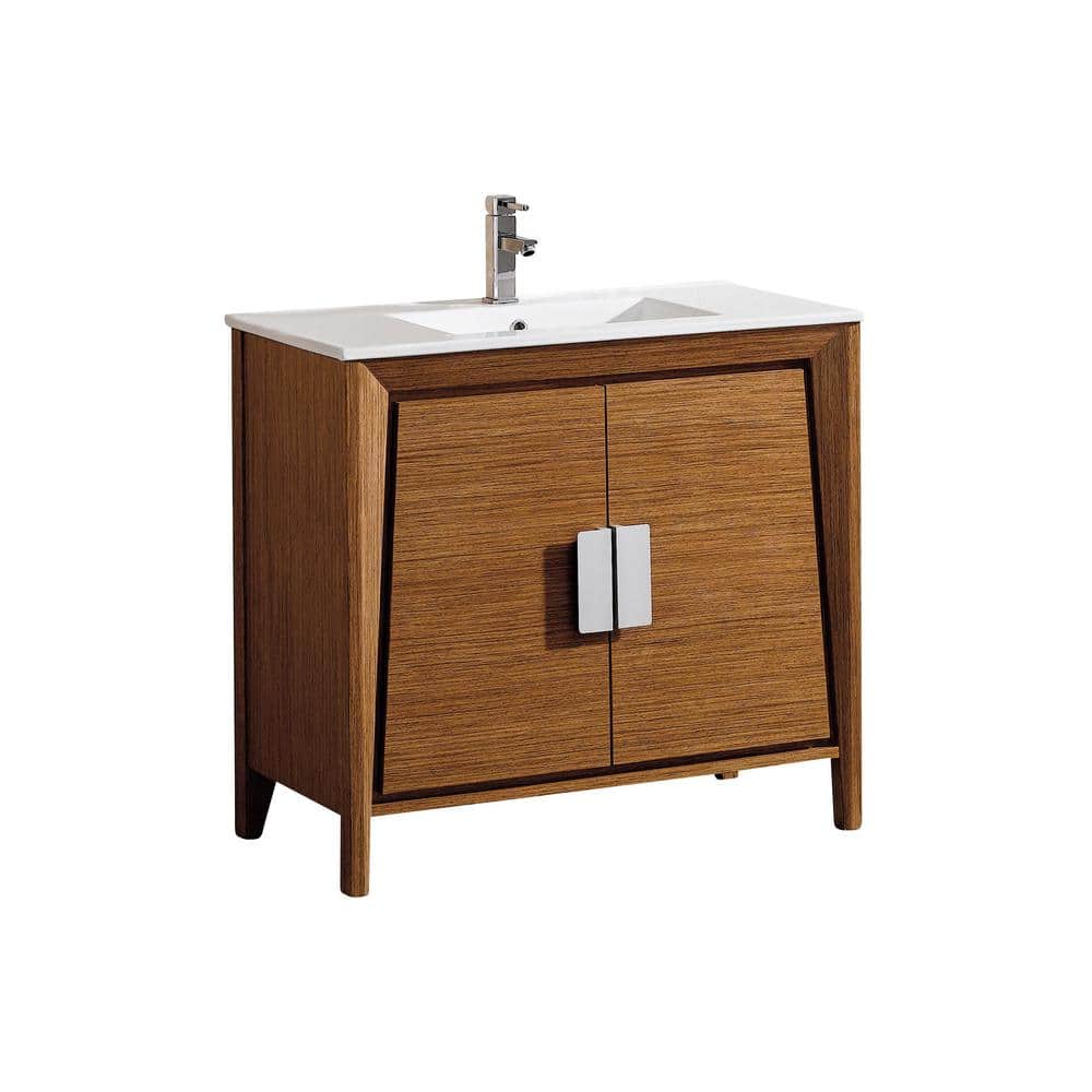 FINE FIXTURES Imperial 36 in. W x 18.11 in. D x 33.5 in. H Bath Vanity in Wheat with White Ceramic Top -  IL36WT-VE3618W