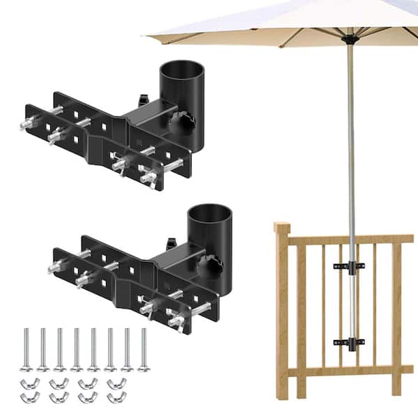 Adjustable Heavy Duty Balcony Umbrella Stand Clamp for Fence Railing and Deck, Metal Patio Umbrella Holder