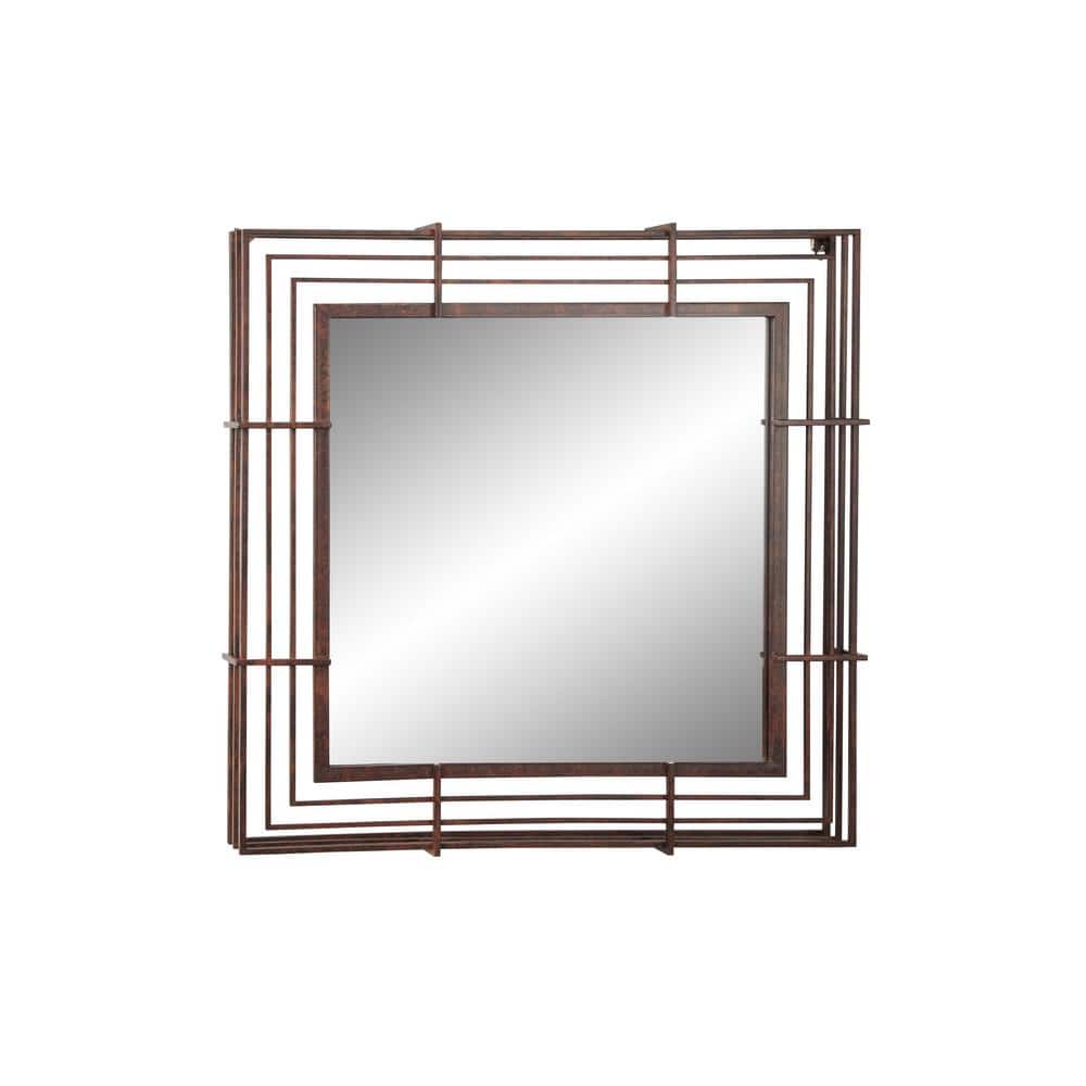 Full-Length Square Textured Bronze Industrial Wall Mirror