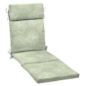 21 in. x 72 in. Outdoor Chaise Lounge Cushion in Coastal Green Leaf