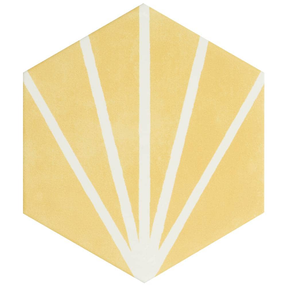 GeoHex Yellow Matte Porcelain Hexagon Floor and Wall Tile