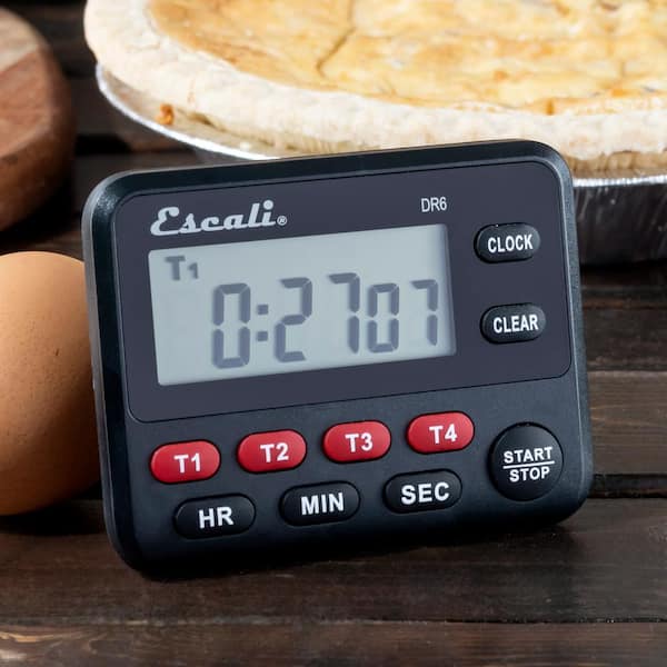 San Jamar Escali TMDGTE Digital 4 Channel 100 Hour Kitchen Timer with Clock