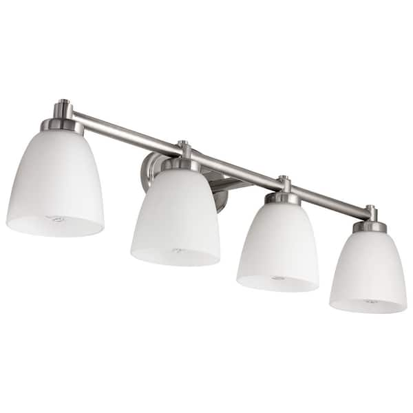 Sunlite 34 in. 4 Light Bar Brushed Nickel Bathroom Vanity Light Fixture ...