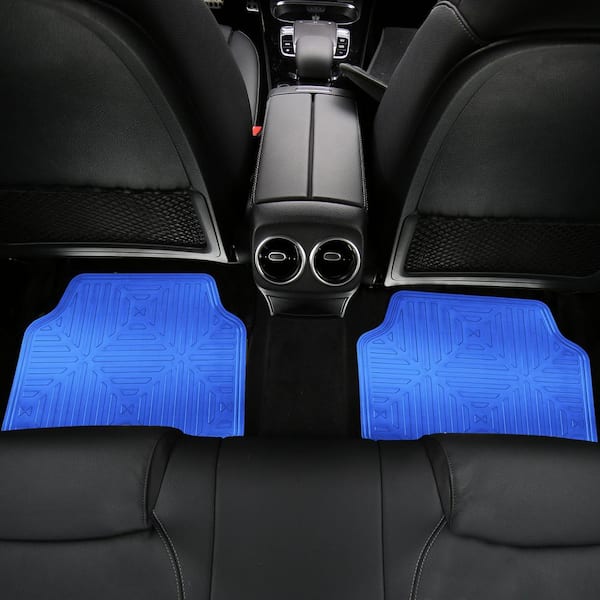 FH Group Blue Metallic Finish Rubber Backing Water Resistant Car Floor Mats - Full Set