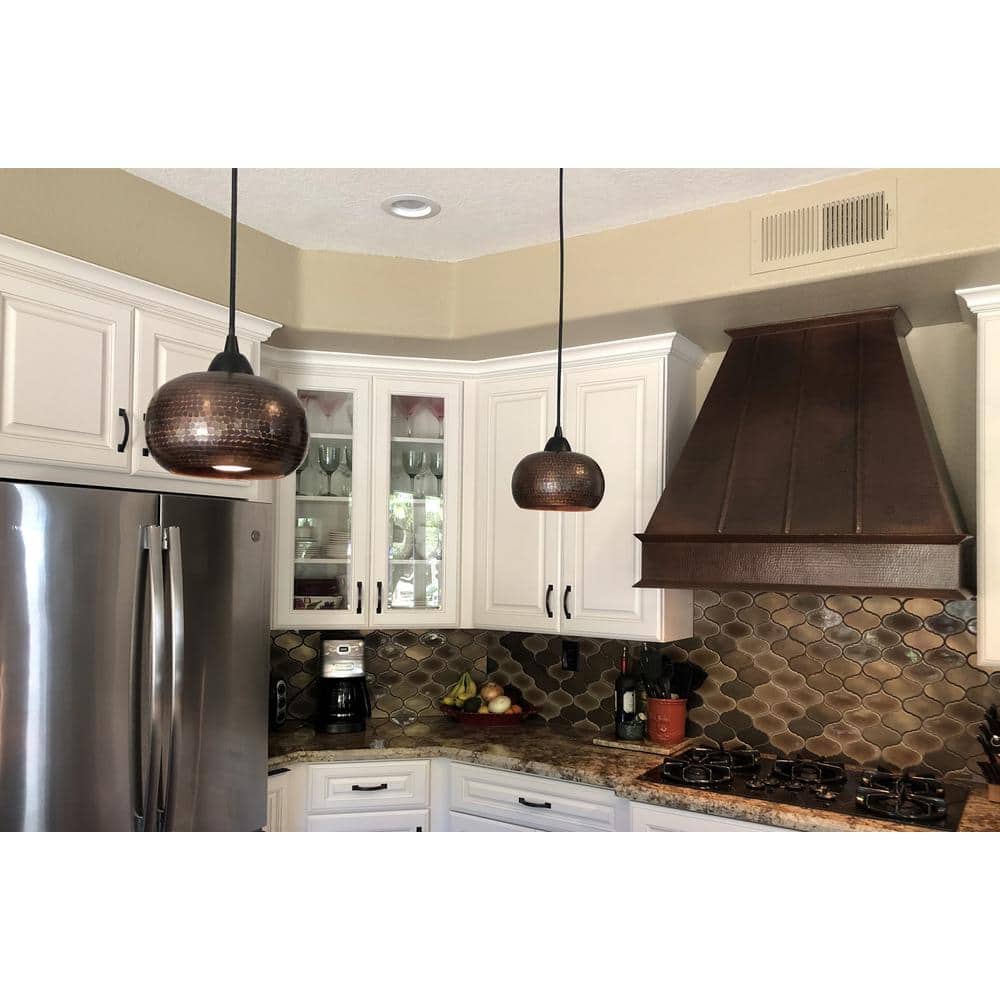 Hammered Copper 7-inch Globe Pendant Light Shade in Oil Rubbed Bronze