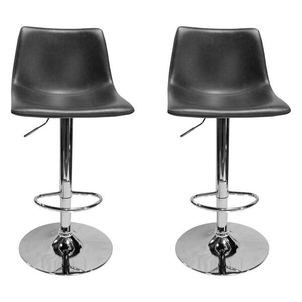 Hero Gray Faux Leather Adjustable Bar Stools (Set of 2) HY7163VG - The ...