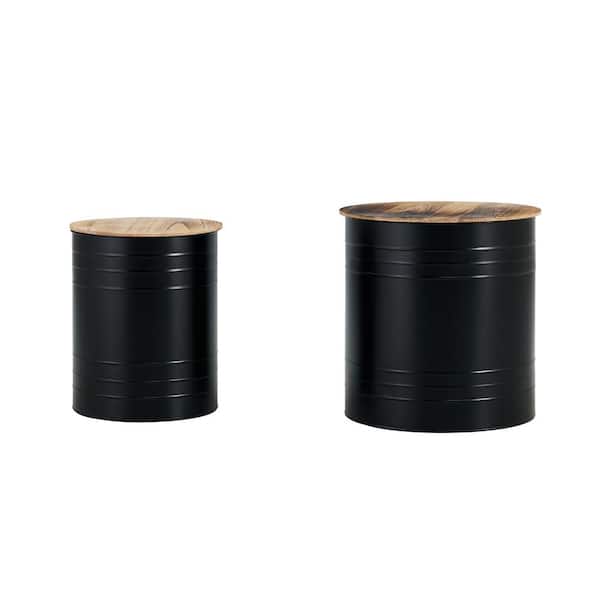 cenadinz Metal Outdoor Accent Table with wood top