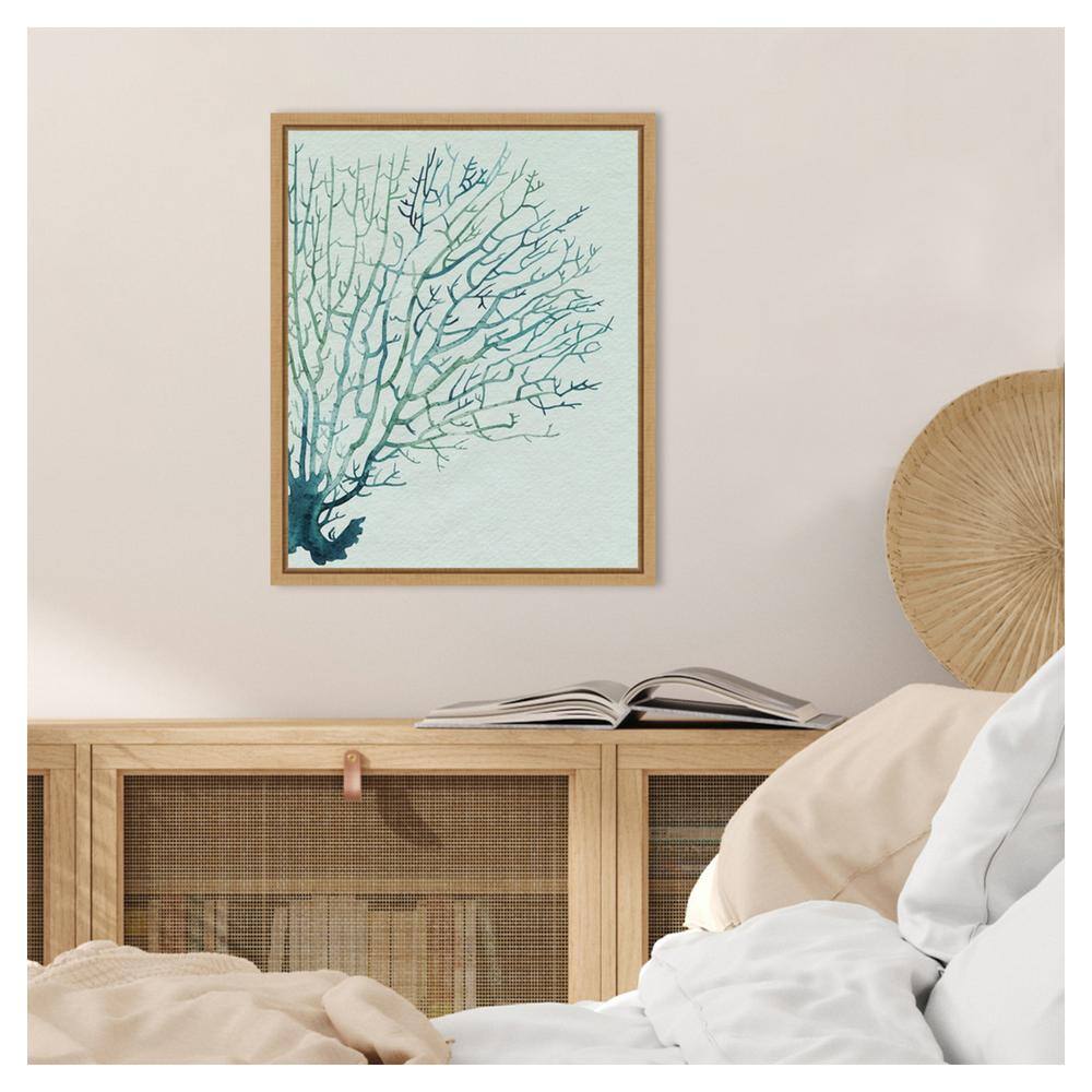 Seaglass Shadow I Abstract Tree Canvas Print with Maple Frame
