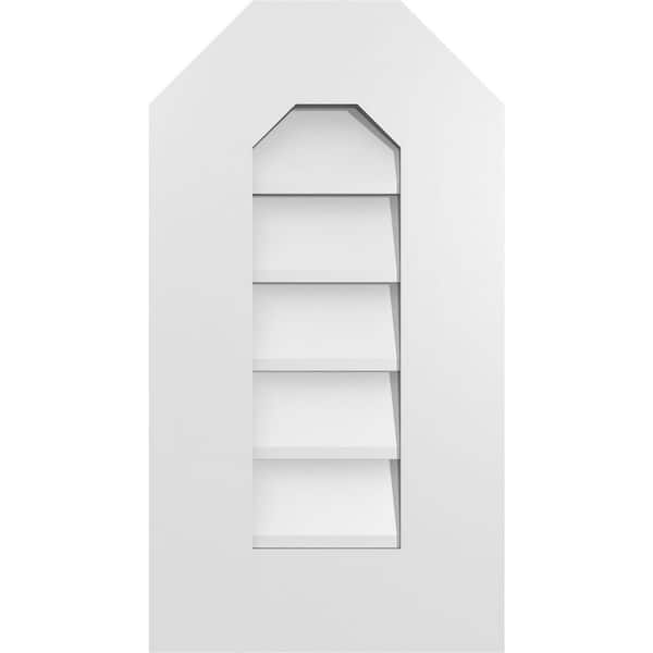 Ekena Millwork 12 in. x 22 in. Octagonal Top Surface Mount PVC Gable Vent: Decorative with Standard Frame