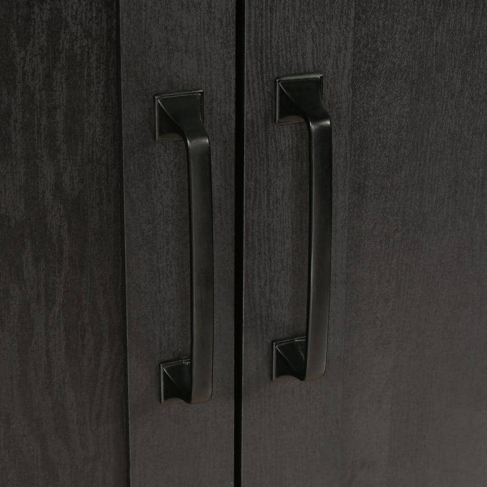 Raven Oak Black 72" Adjustable Wood Bookcase with Doors