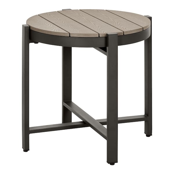 Sandpoint Brown Round Metal 20 in. Outdoor Side Table