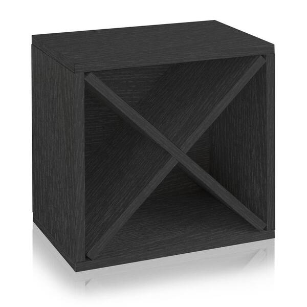 Way Basics Eco Stackable Storage Cube Organizer Unit with Shelf, Black