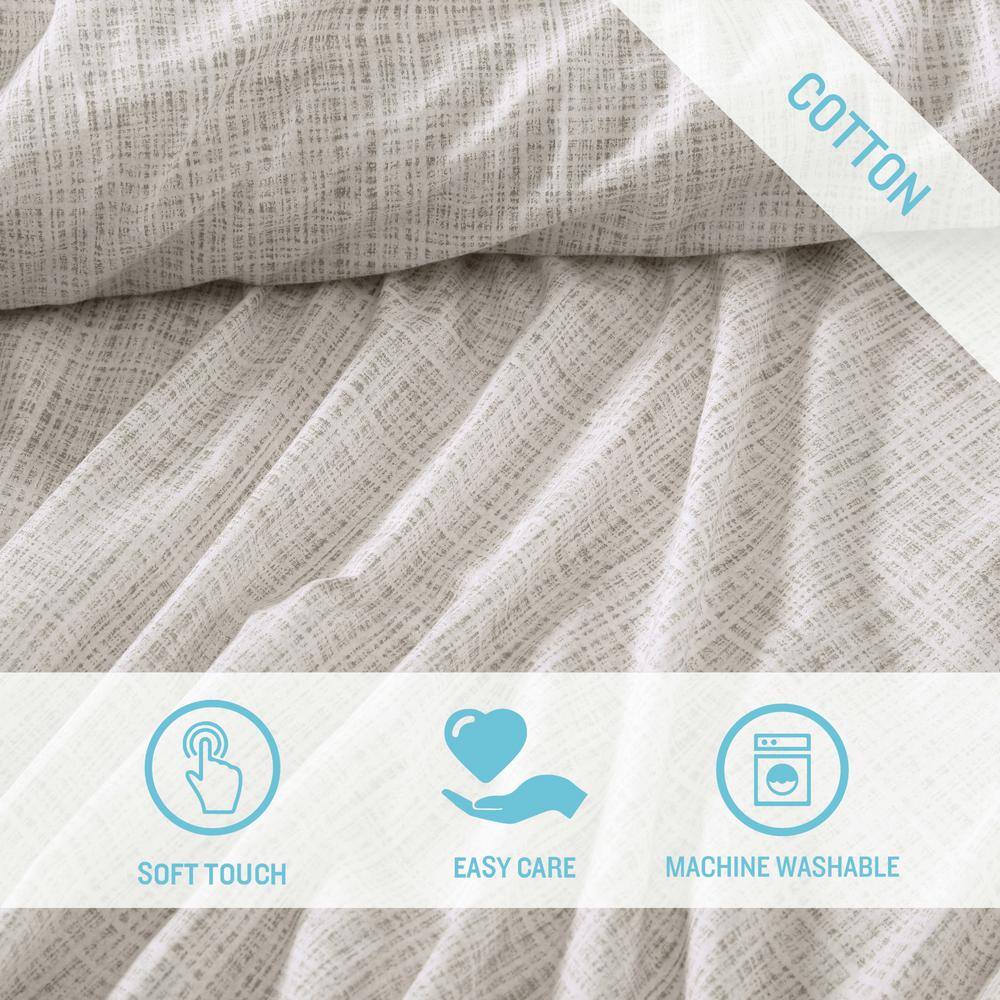 Gray Geometric Cotton Percale Queen Sheet Set