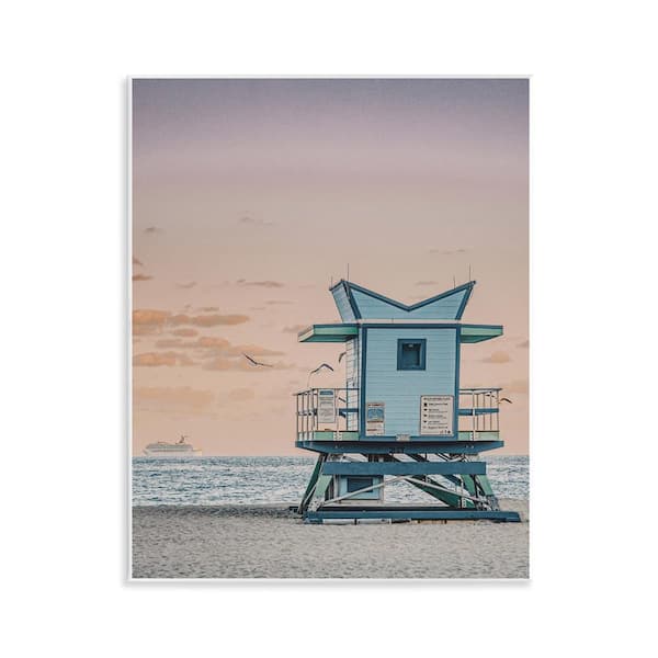 Stupell Industries Miami Lifeguard Stand by LSR Design Studio Unframed Coastal Graphic Art Print 14 in. x 11 in.