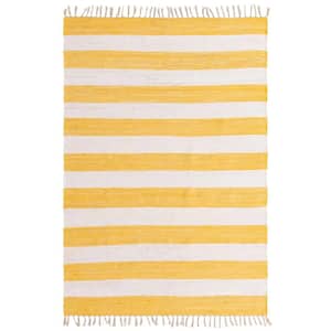 Chindi Rag Striped Yellow and Ivory 6 ft. 1 in. x 9 ft. Area Rug