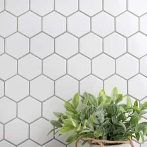 Metro 2 in. Hex Glossy White 11-1/8 in. x 12-5/8 in. Porcelain Mosaic Tile (10.0 sq. ft./Case)